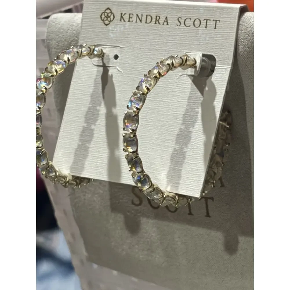 Kendra Scott Jolie Hoop Earrings Iridescent Dichroic Glass Gold Plated - Picture 10 of 12